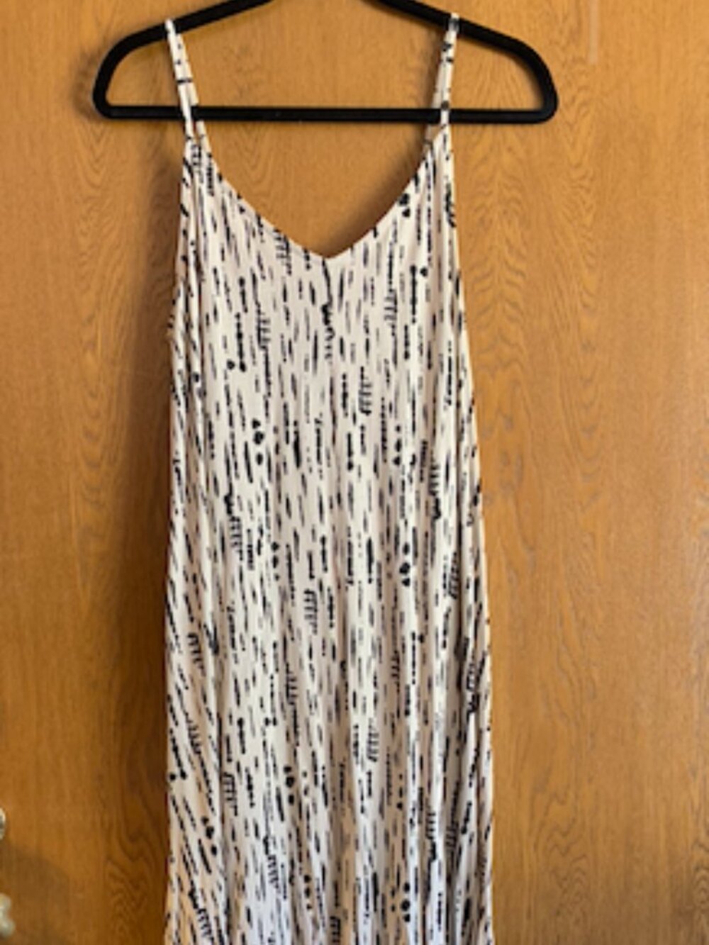 LASCANA Cream Black Abstract Tie Dye V-Neck Cami Maxi Dress Cover Up NWOT